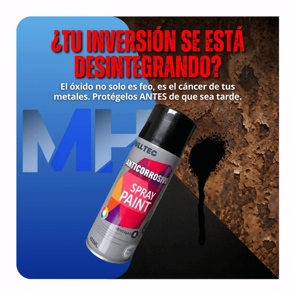 FULLTEC - Spray Anticorrosivo Y Antioxidante Fulltec 400ml Proteccion Negro