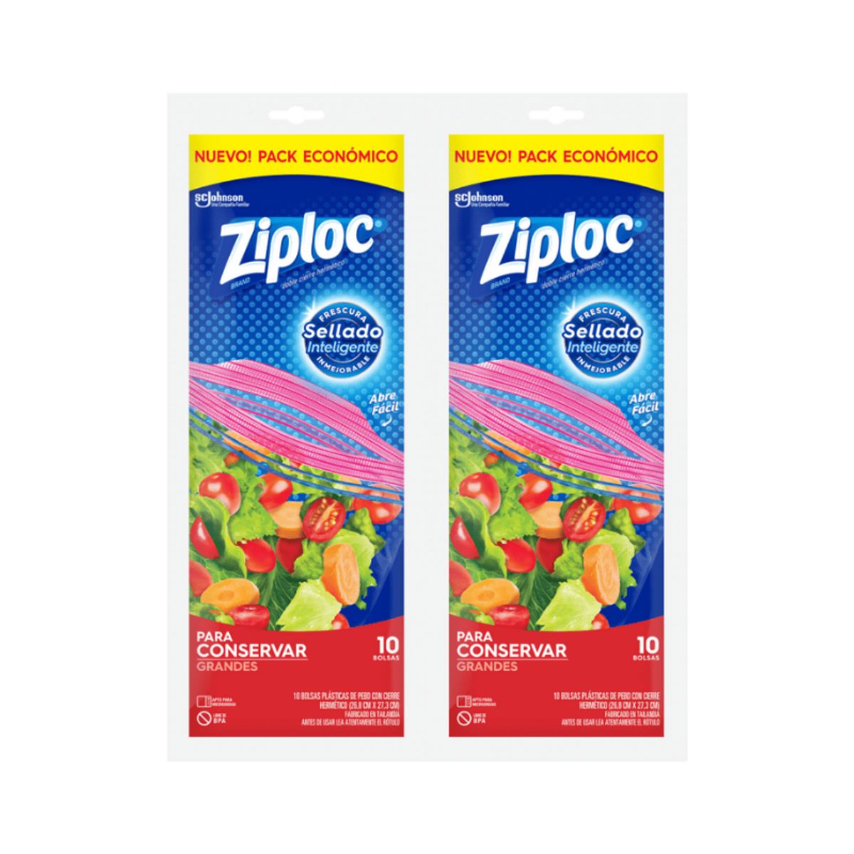 2 Pack De 10 Bolsas Grandes Herméticas Multiusos Ziploc, marca ZIPLOC - Foto Principal