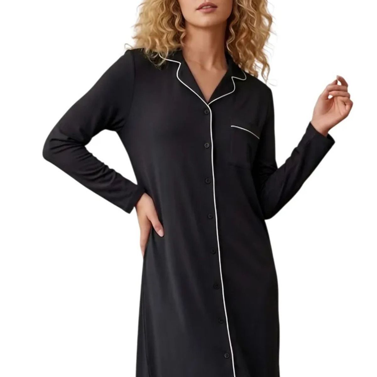 LOOK SHOP - Camisa De Dormir Mujer Elegante Ribetes. Calidad Premium 5316