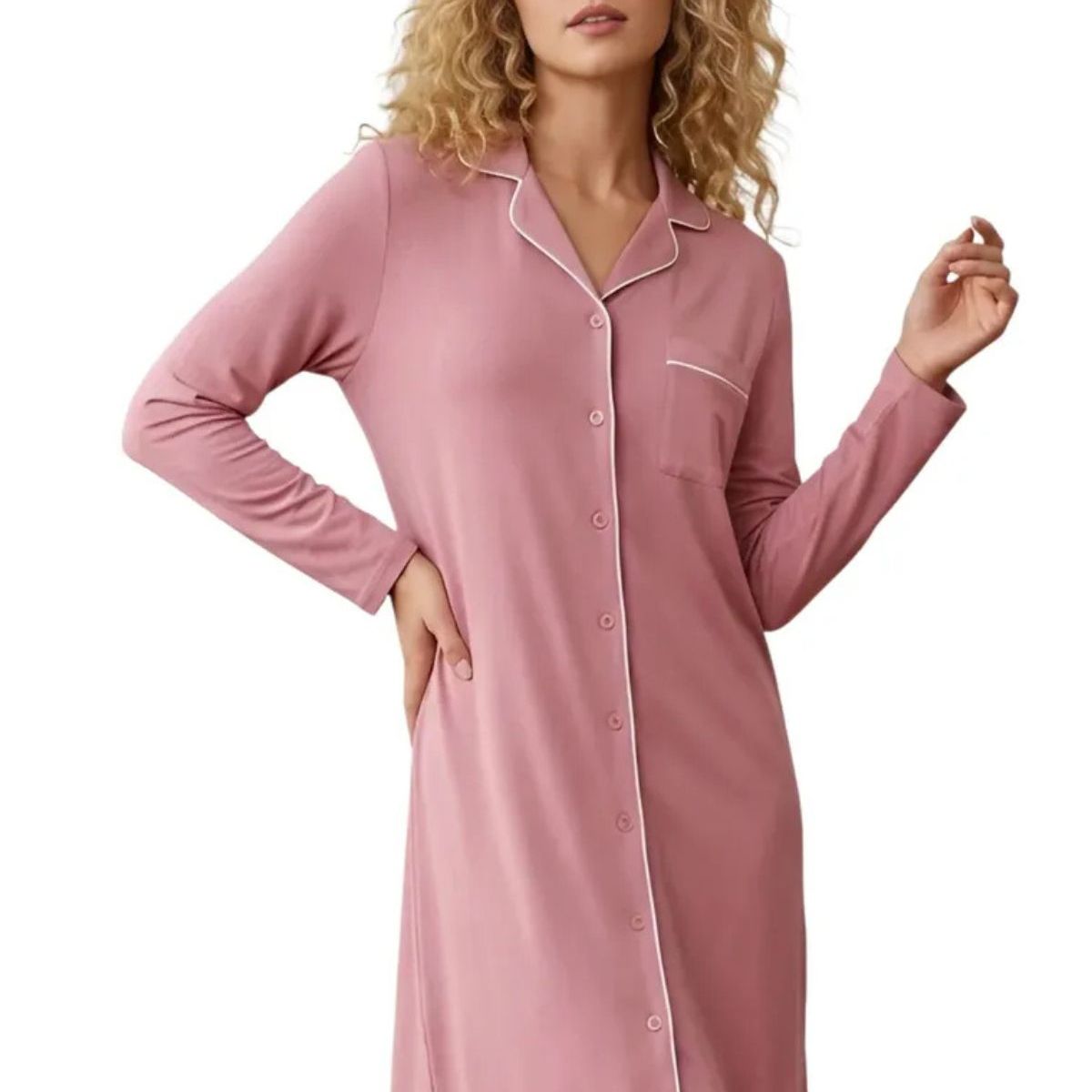 LOOK SHOP - Camisa De Dormir Mujer Elegante Ribetes. Calidad Premium 5316