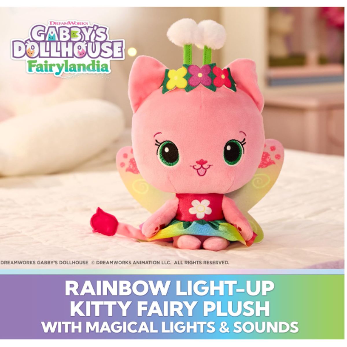 LA CASA DE GABBY - La Casa de Gabby Peluche Oficial Gatita Hada con Luz Arcoíris