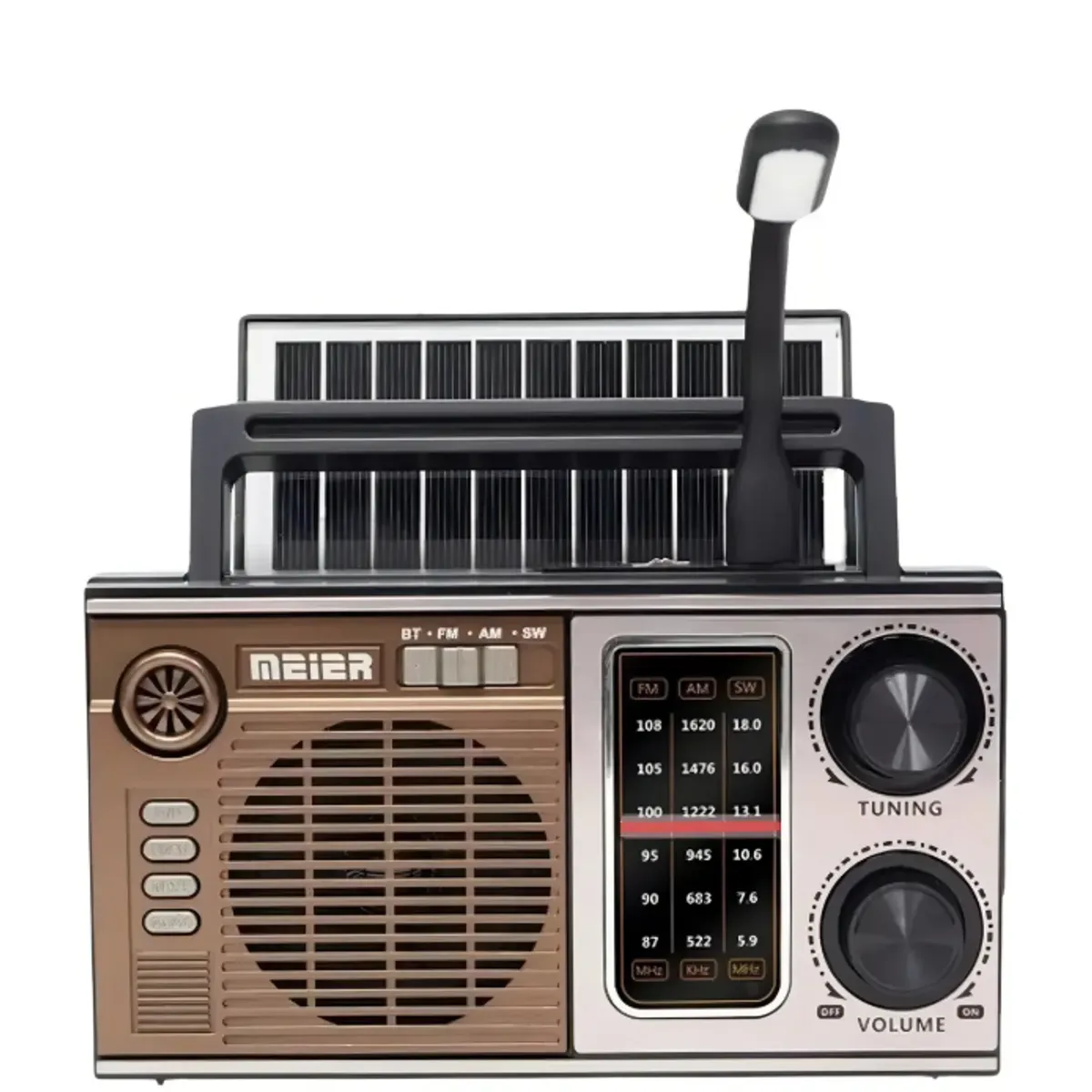 IRM - Radio Vintage Estilo Antiguo Panel Solar + Luz + Aux + Usb Color Marrón