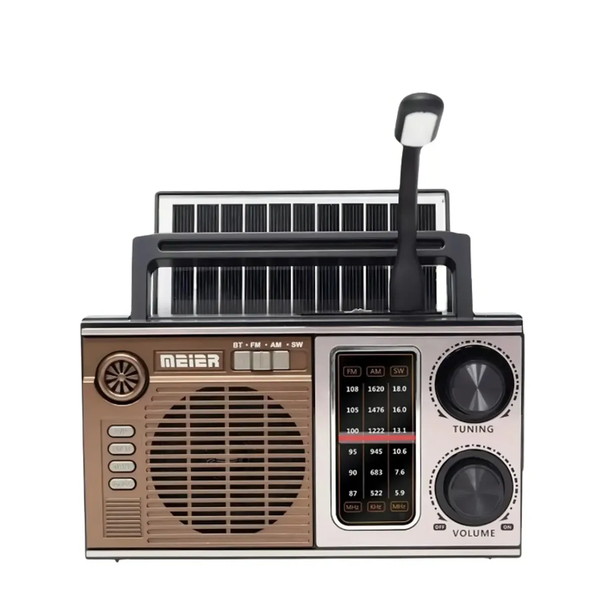 IRM - Radio Vintage Estilo Antiguo Panel Solar + Luz + Aux + Usb Color Marrón