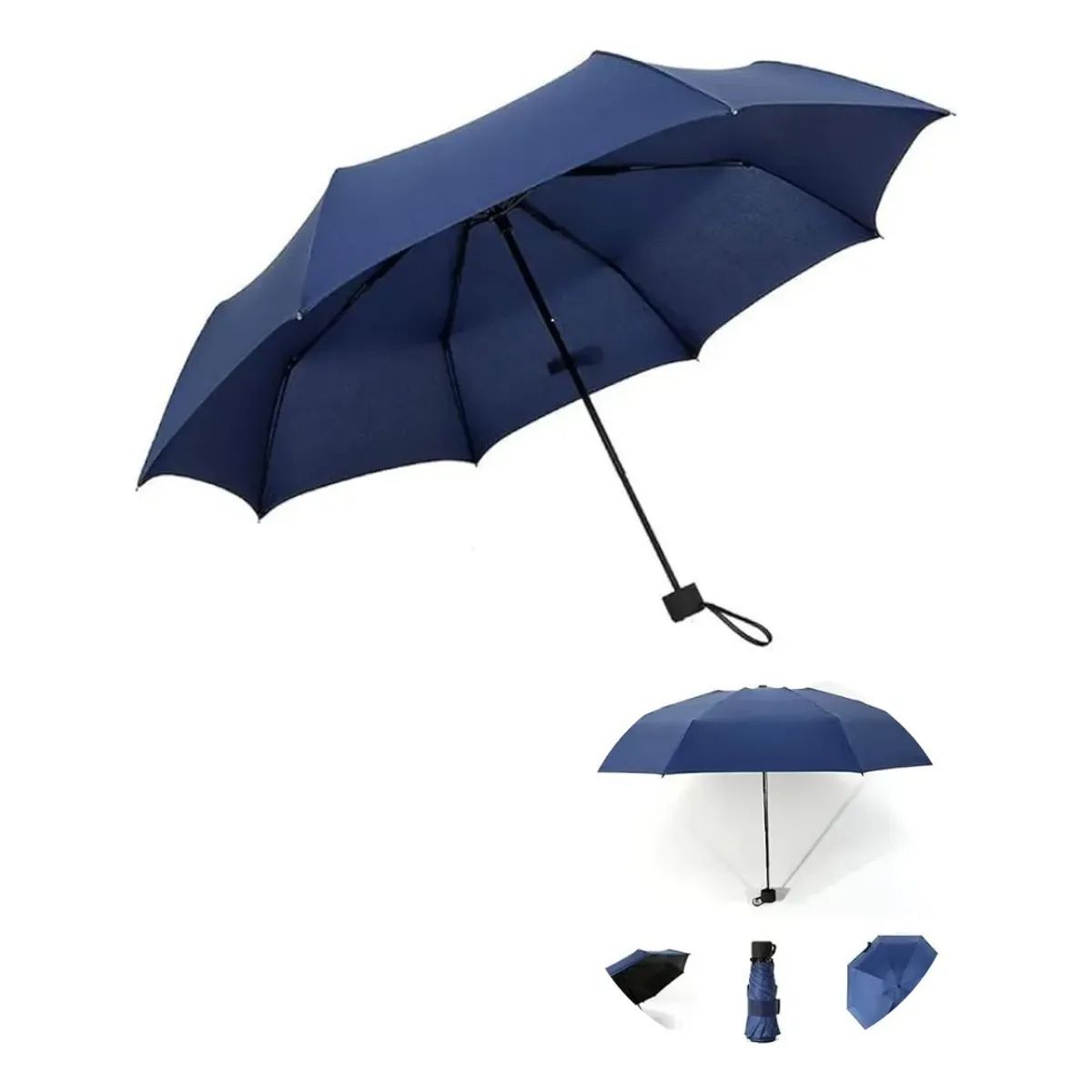 GENERICO - Parasol Color Azul Retractil 8 Varillas Plegable Compacto Lluvia Sol Reforzado