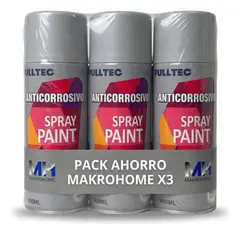 FULLTEC - Pack X3 Spray Anticorrosivo Y Antioxidante 400ml GRIS SIVER 125