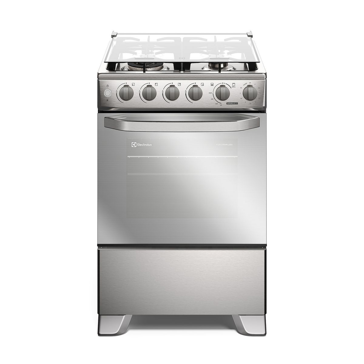 ELECTROLUX - Cocina a Gas 4 Platos VaporBake, Triple Llama y Grill FE4SXC Inox