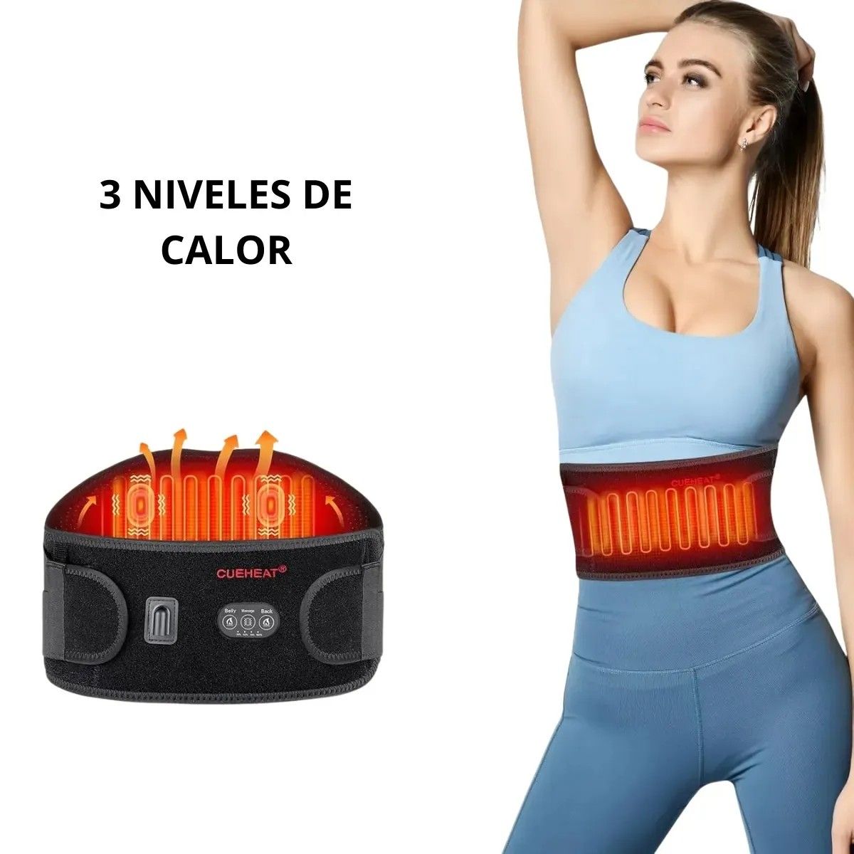 MOVI - FAJA LUMBAR CON 3 NIVELESD E CALOR Y BOLSILLO PARA PONER GEL FRIO