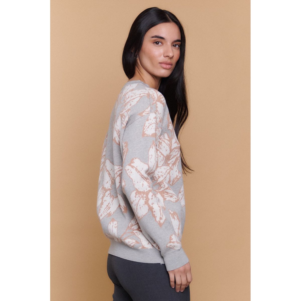 GUINDA - Sweater Mujer Tejido Diseño Hojas HORN