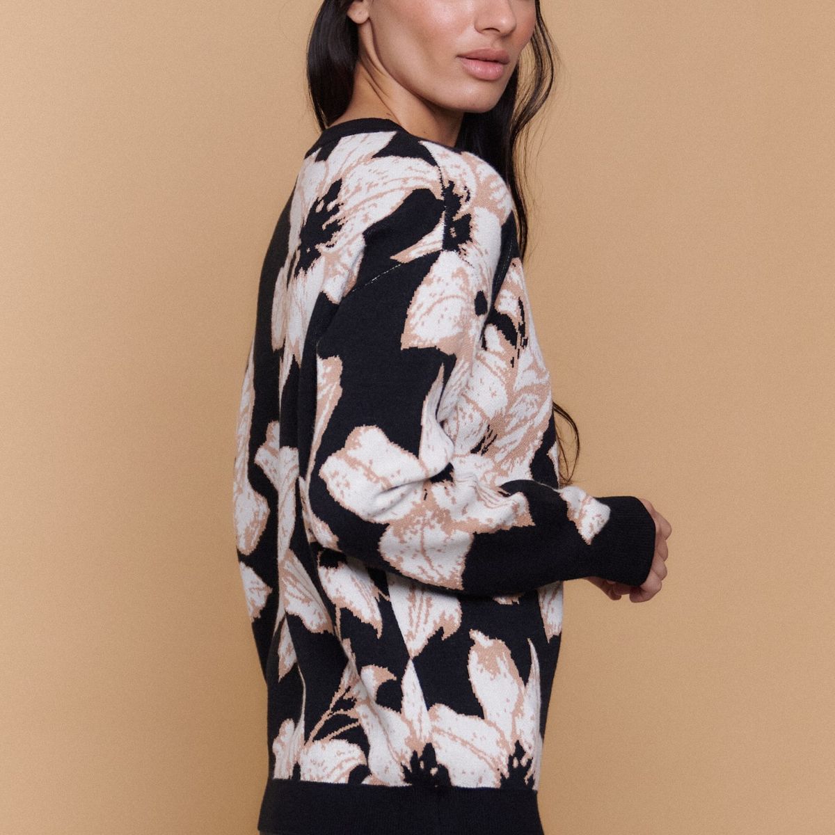 GUINDA - Sweater Mujer Tejido Diseño Hojas HORN