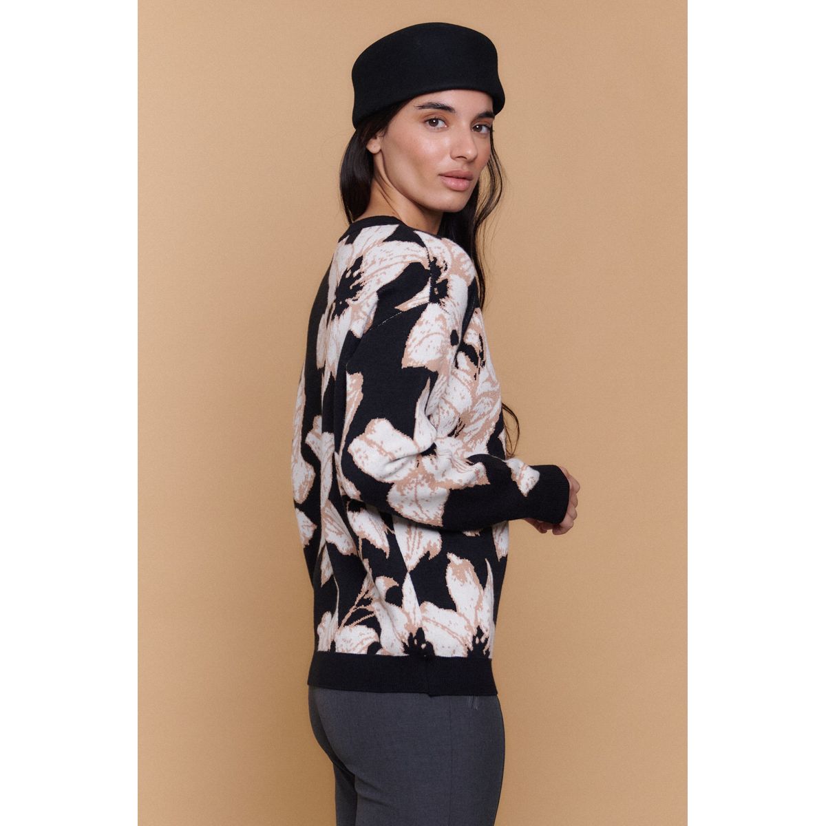 GUINDA - Sweater Mujer Tejido Diseño Hojas HORN