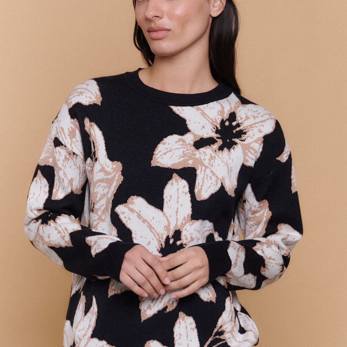 GUINDA - Sweater Mujer Tejido Diseño Hojas HORN