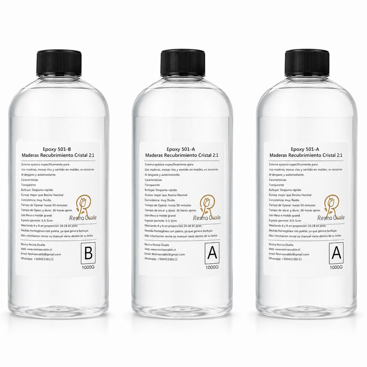 GENERICO - Resina Epóxica Cristal 3000ml Para Mesa de Rio Idea para Madera Ex 21 A+B
