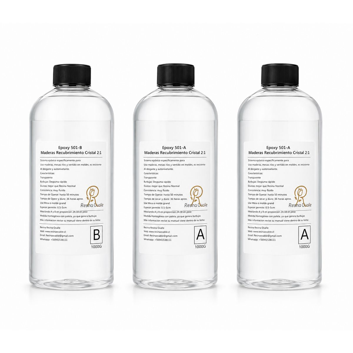 GENERICO - Resina Epóxica Cristal 3000ml Para Mesa de Rio Idea para Madera Ex 21 A+B