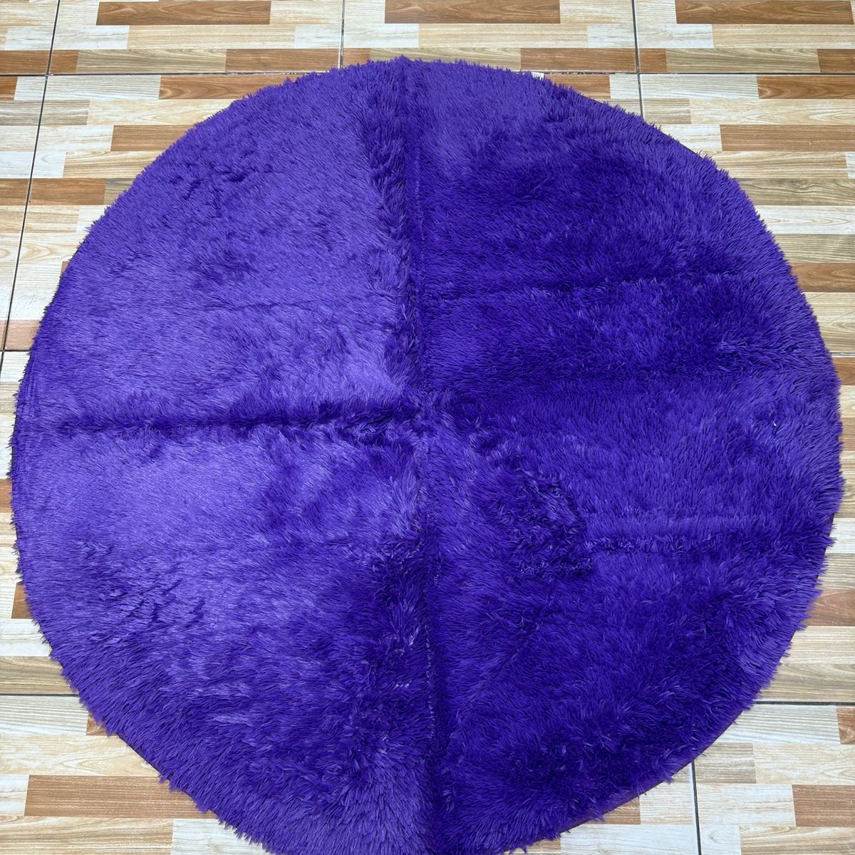 DIANA - ALFOMBRA REDONDA PELUDA DE 150CM X 150CM COLOR MORADO PELO CORTO