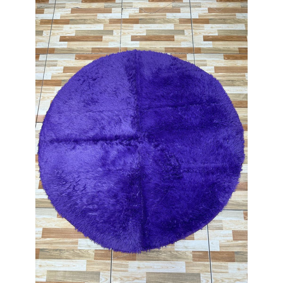 DIANA - ALFOMBRA REDONDA PELUDA DE 150CM X 150CM COLOR MORADO PELO CORTO