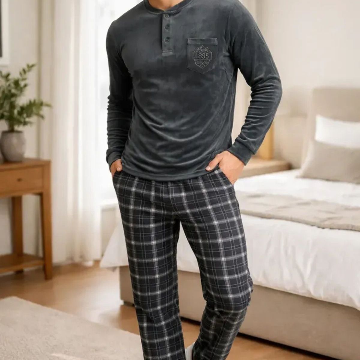 LOOK SHOP - Pijama Hombre Micropolar Invierno Térmico 2 Piezas 5385