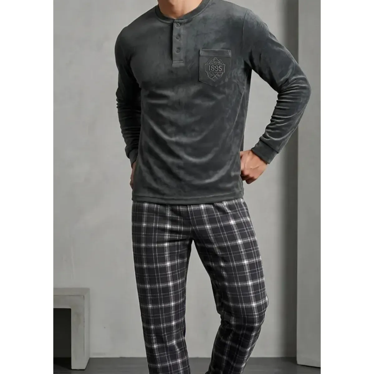 LOOK SHOP - Pijama Hombre Micropolar Invierno Térmico 2 Piezas 5385