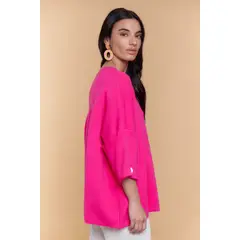 GUINDA - Sweater Mujer Tipo Poncho Manga 34 Diseño Minimalista FUKI