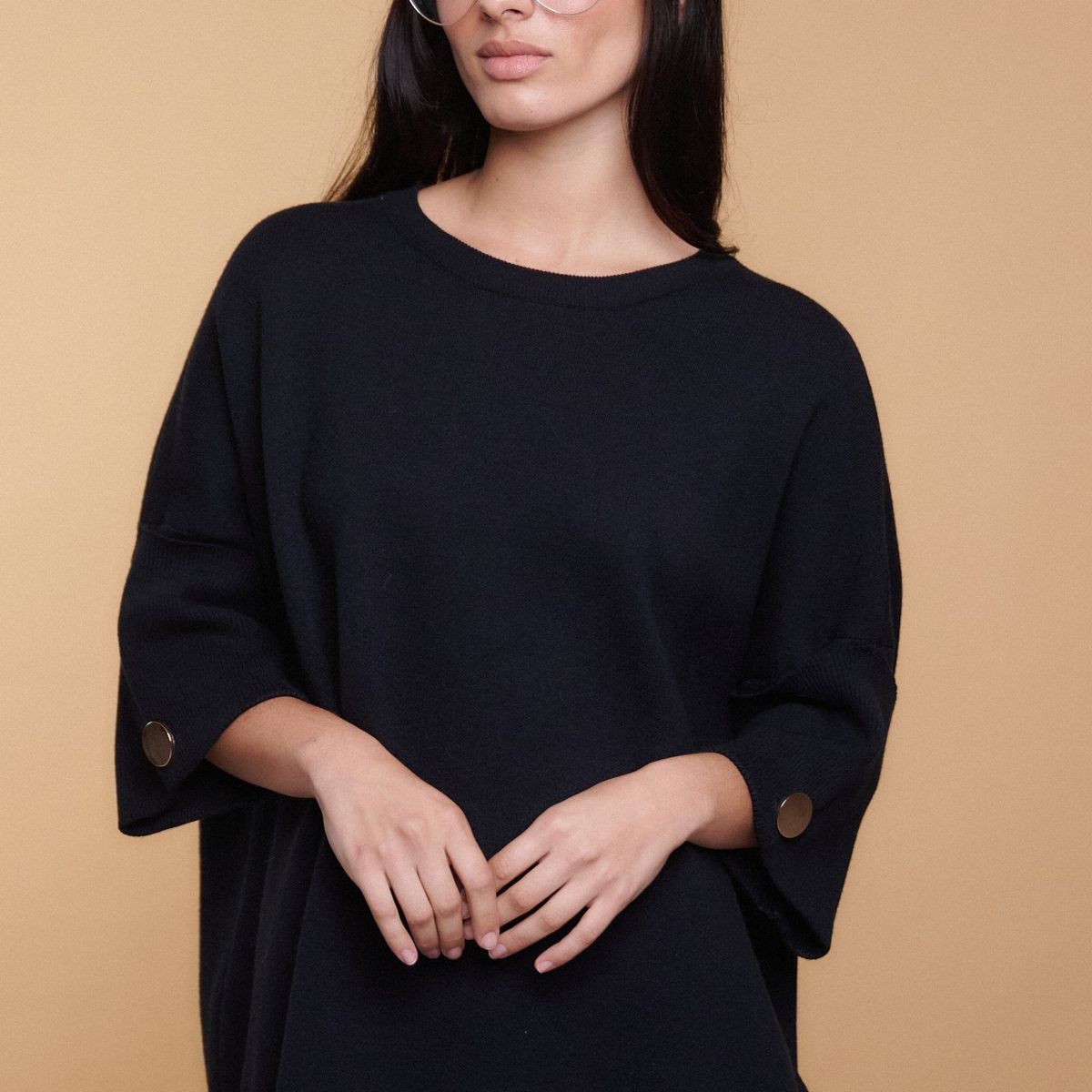 GUINDA - Sweater Mujer Tipo Poncho Manga 34 Diseño Minimalista FUKI