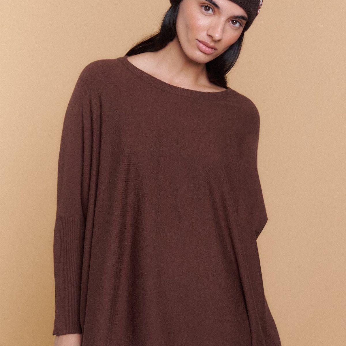 GUINDA - Sweater Mujer Oversize Liso Manga Murciélago CIELO