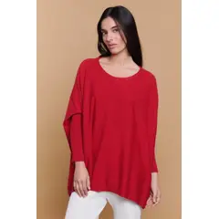 GUINDA - Sweater Mujer Oversize Liso Manga Murciélago CIELO