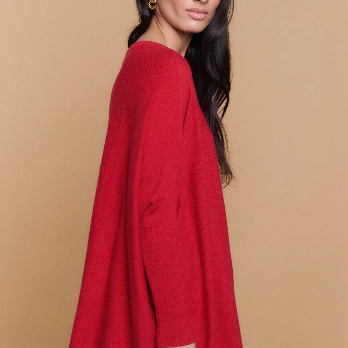 GUINDA - Sweater Mujer Oversize Liso Manga Murciélago CIELO
