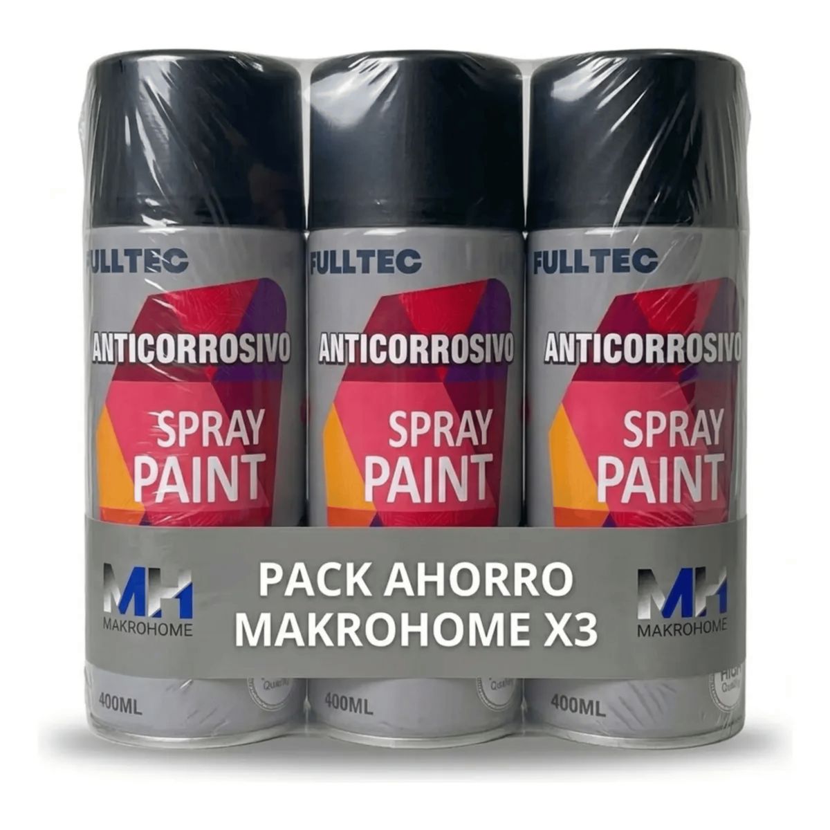 FULLTEC - Pack X3 Spray Anticorrosivo Y Antioxidante Fulltec 400ml NEGRO MATE