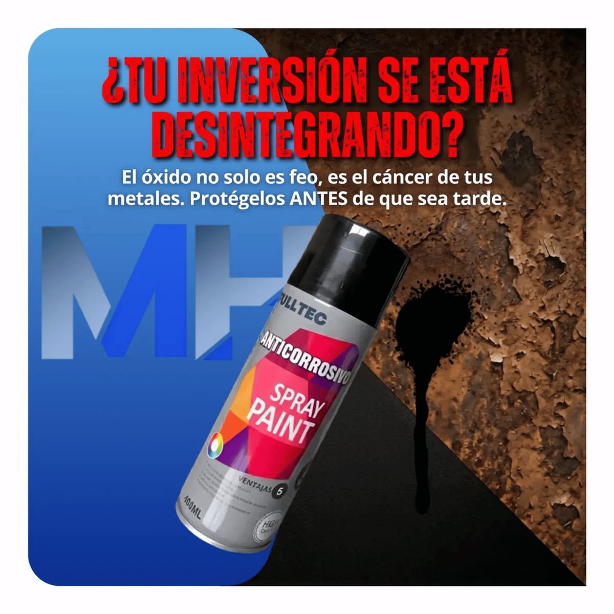 FULLTEC - Pack X3 Spray Anticorrosivo Y Antioxidante Fulltec 400ml NEGRO MATE