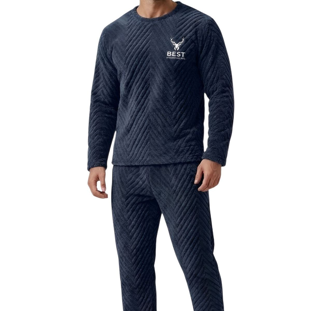 LOOK SHOP - Pijama Hombre Polar Excelente Calidad, Regalo Para Papa 032