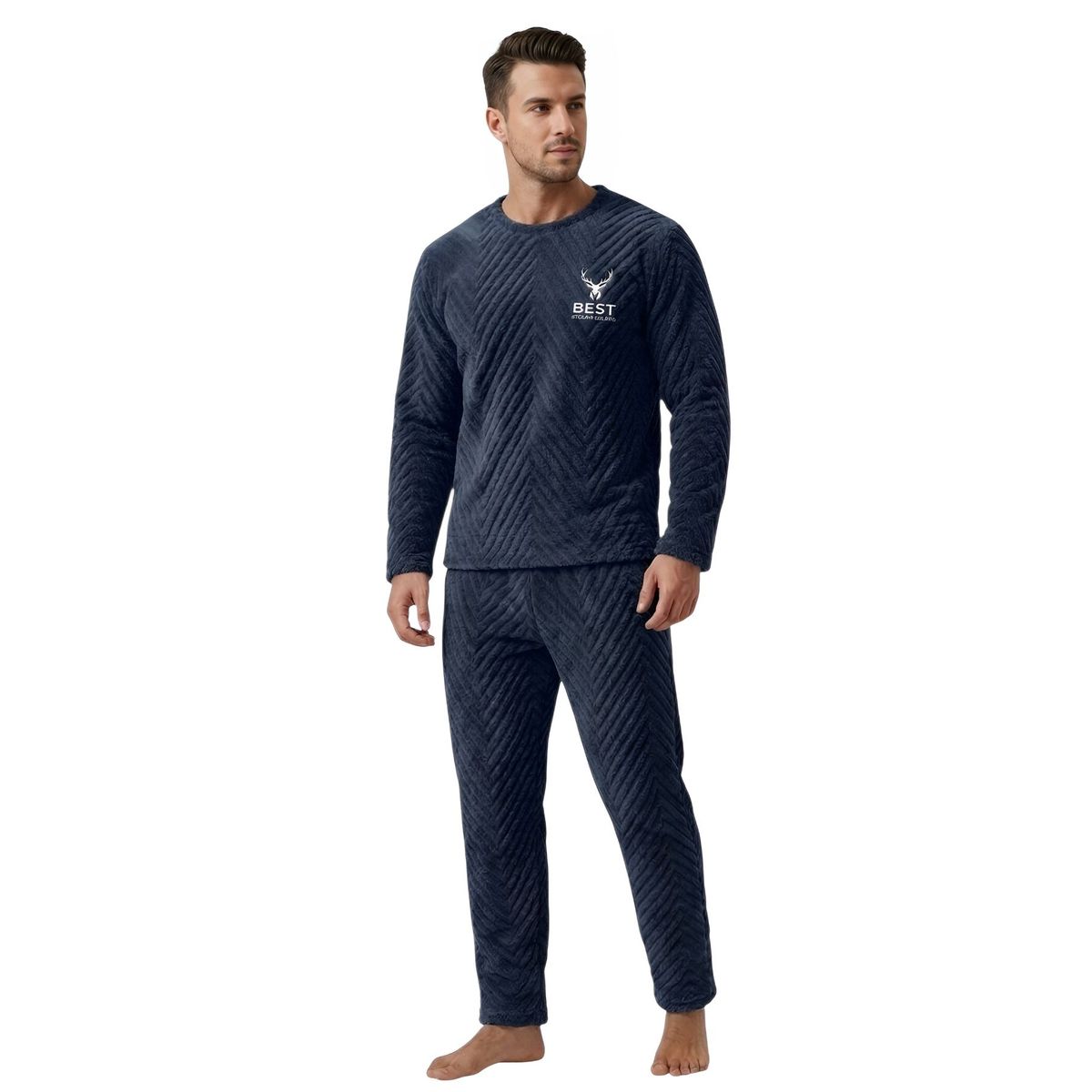LOOK SHOP - Pijama Hombre Polar Excelente Calidad, Regalo Para Papa 032