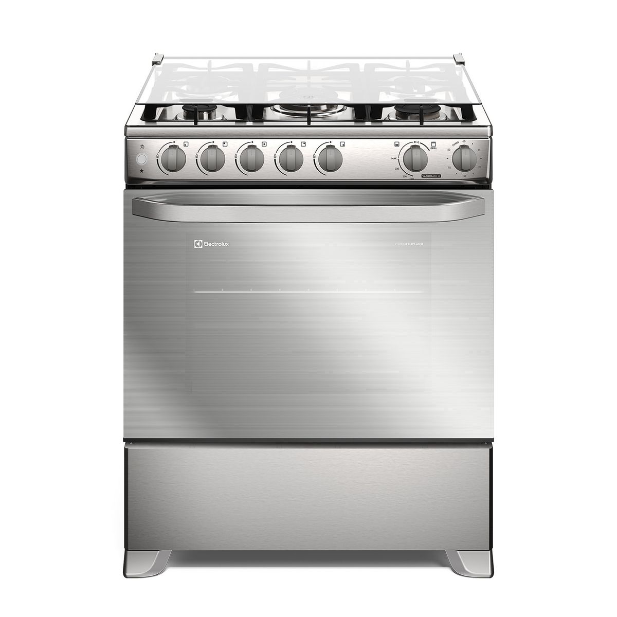 ELECTROLUX - Cocina a Gas 5 Platos VaporBake, Triple Llama y Grill FE5SXC Inox