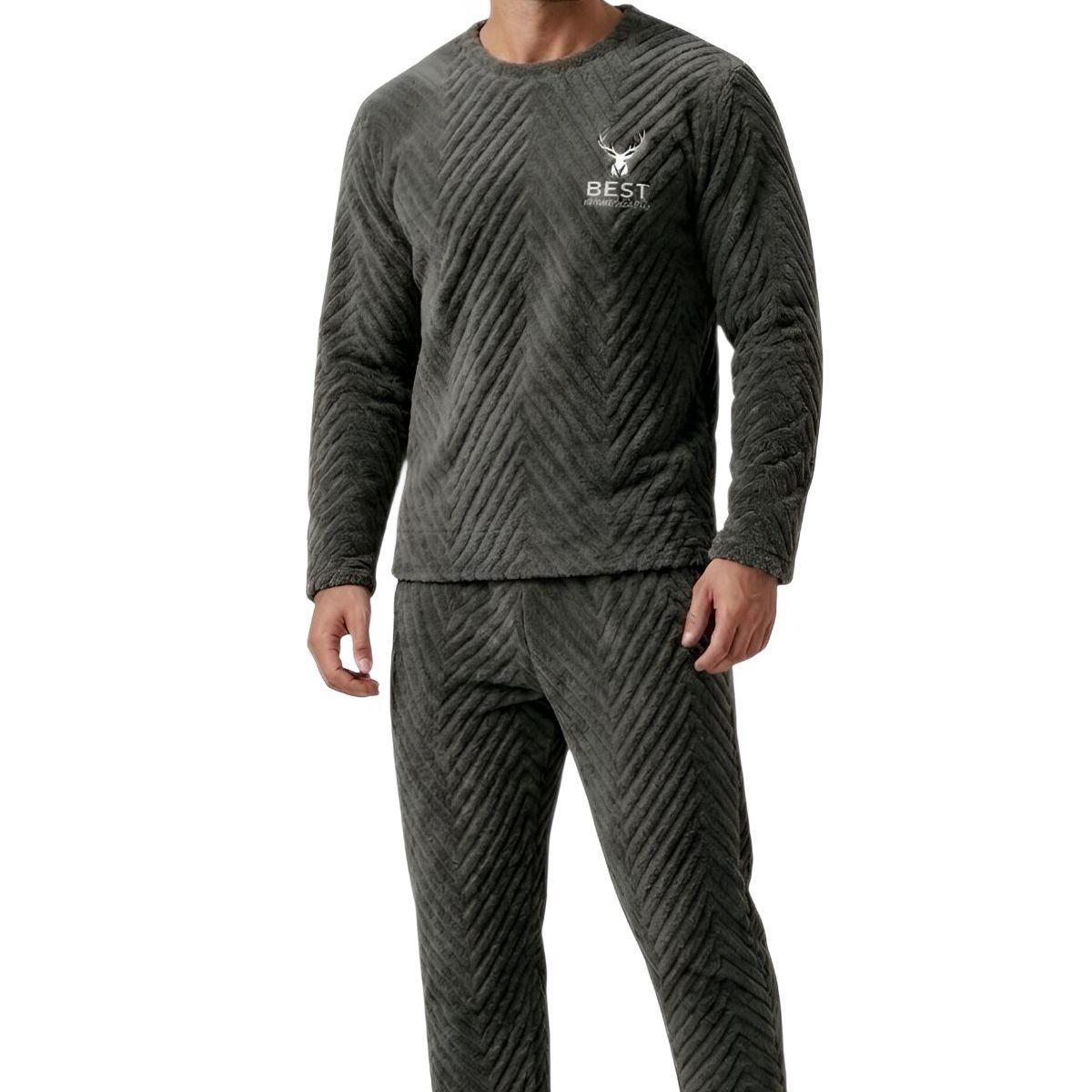 LOOK SHOP - Pijama Hombre Polar Excelente Calidad, Regalo Para Papa 032