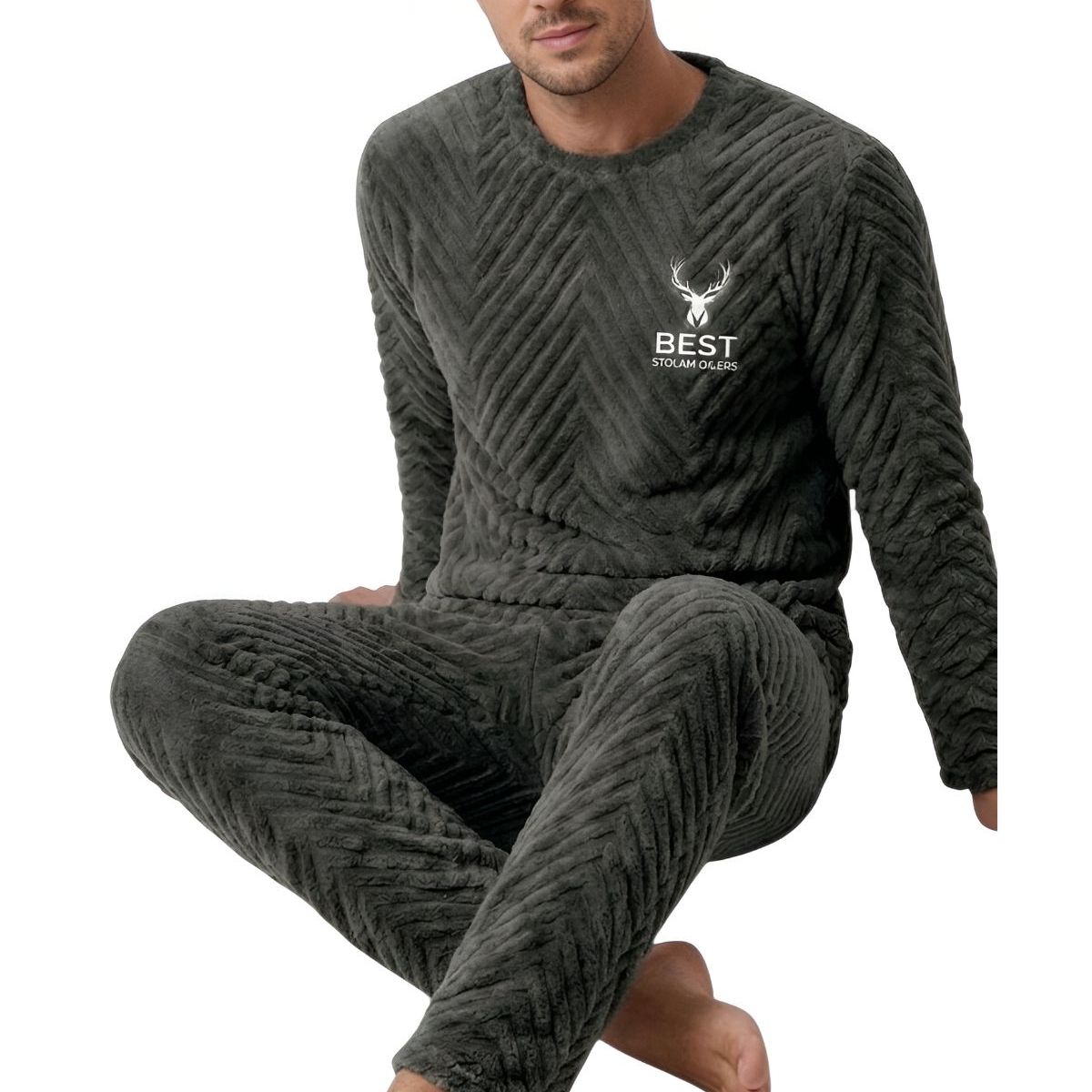 LOOK SHOP - Pijama Hombre Polar Excelente Calidad, Regalo Para Papa 032