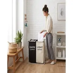 GENERICO - Cesto Organizador de Ropa De Doble Compartimiento Plegable