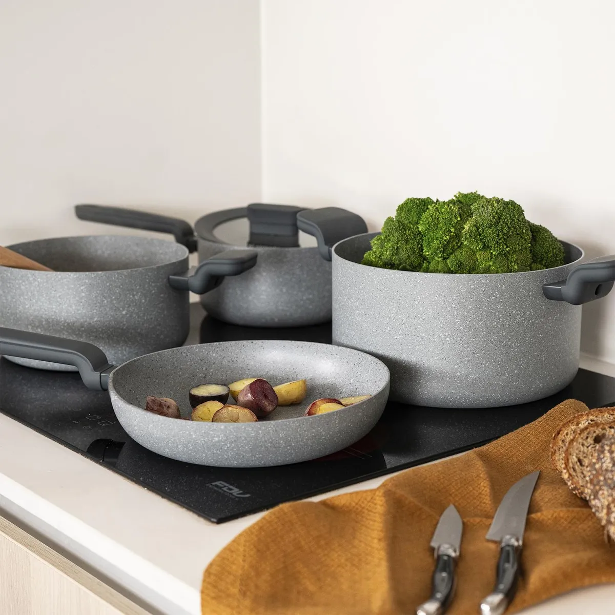 SIMPLIT - Batería de Cocina Antiadherente Pompei Granito 7 pcs Simplit