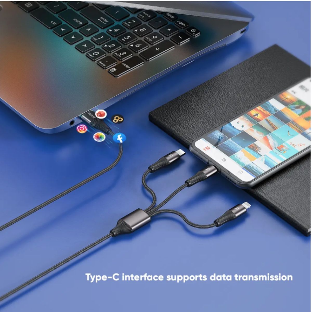 Cable De Carga Rápida 3 En 1 Usb 1.2m 3.0a Vidvie Cb4022, marca GENERICO - Foto Principal
