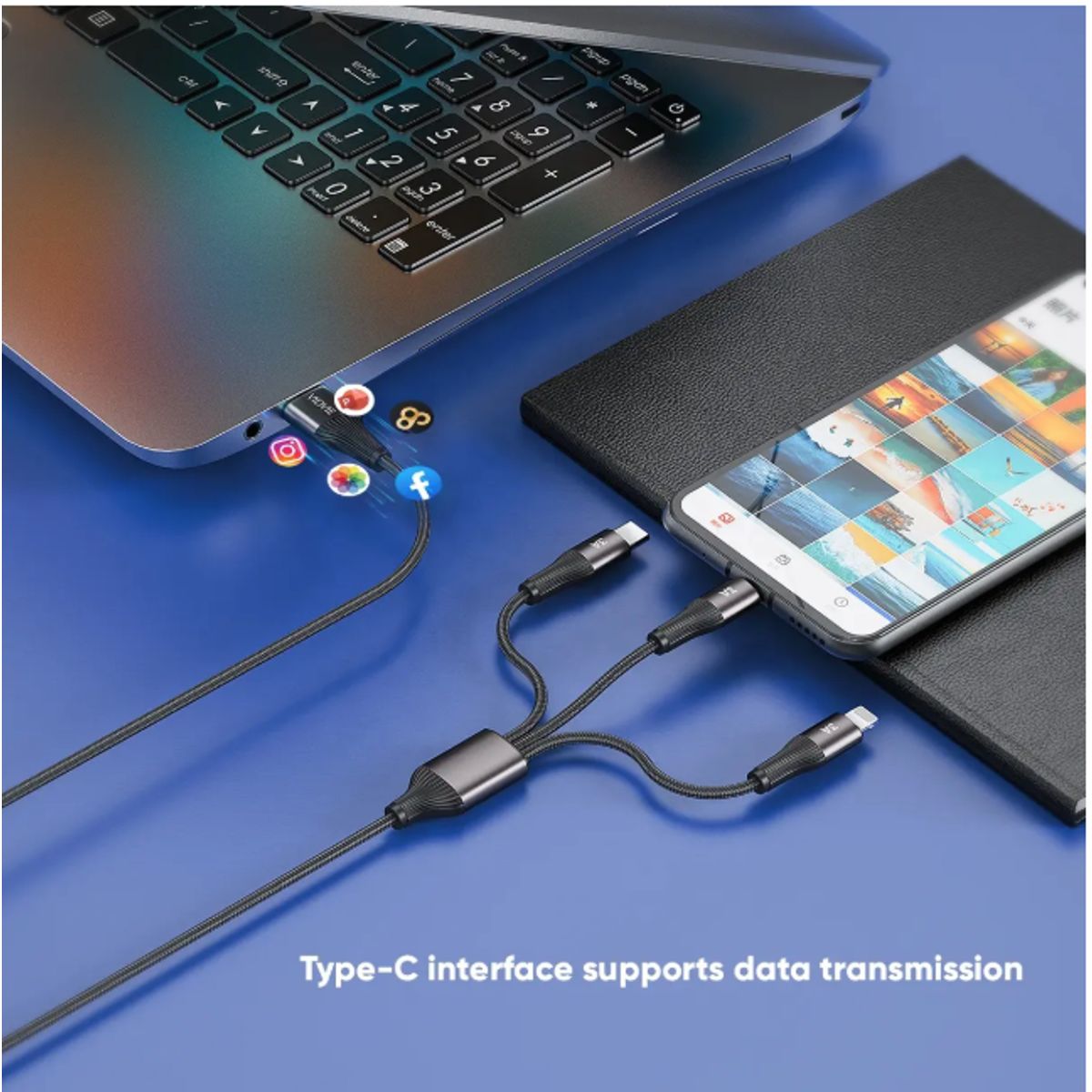 Cable De Carga Rápida 3 En 1 Usb 1.2m 3.0a Vidvie Cb4022, marca GENERICO - Foto Principal