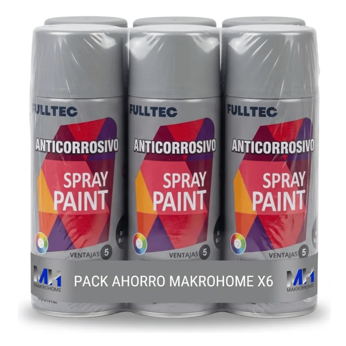 FULLTEC - Pack X6 Spray Anticorrosivo Y Antioxidante Fulltec 400ml GRIS SILVER 125