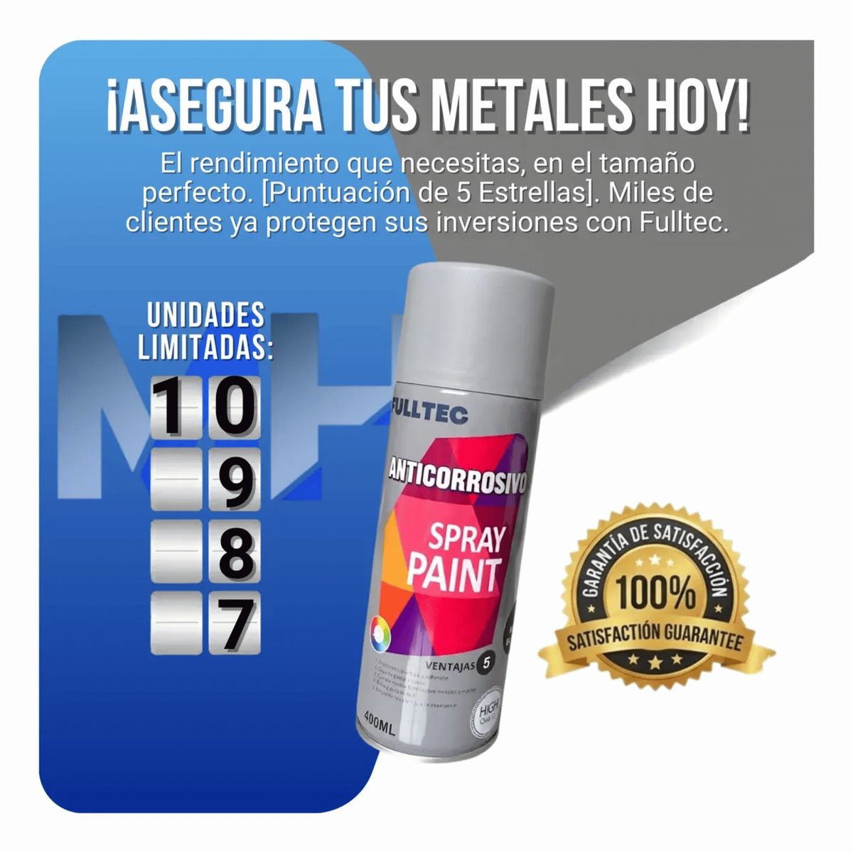 FULLTEC - Pack X6 Spray Anticorrosivo Y Antioxidante Fulltec 400ml GRIS SILVER 125
