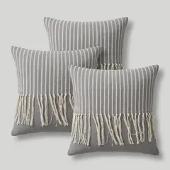 ARMONIA - Fundas Cojín Decorativas Living Pack 3 Crochet Gris 608