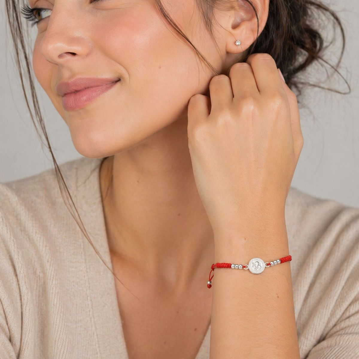 GENERICO - Pulsera Hilo Rojo San Benito Plata 925 Ajustable Protección