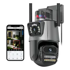 GENERICO - Cámara Domo Negra Wifi Doble Lente Full Hd Con Alarma Seguimiento baliza