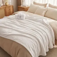 GENERICO - Frazada Manta Polar Unicolor 1.5 Plazas 150x200 cm - Blanco
