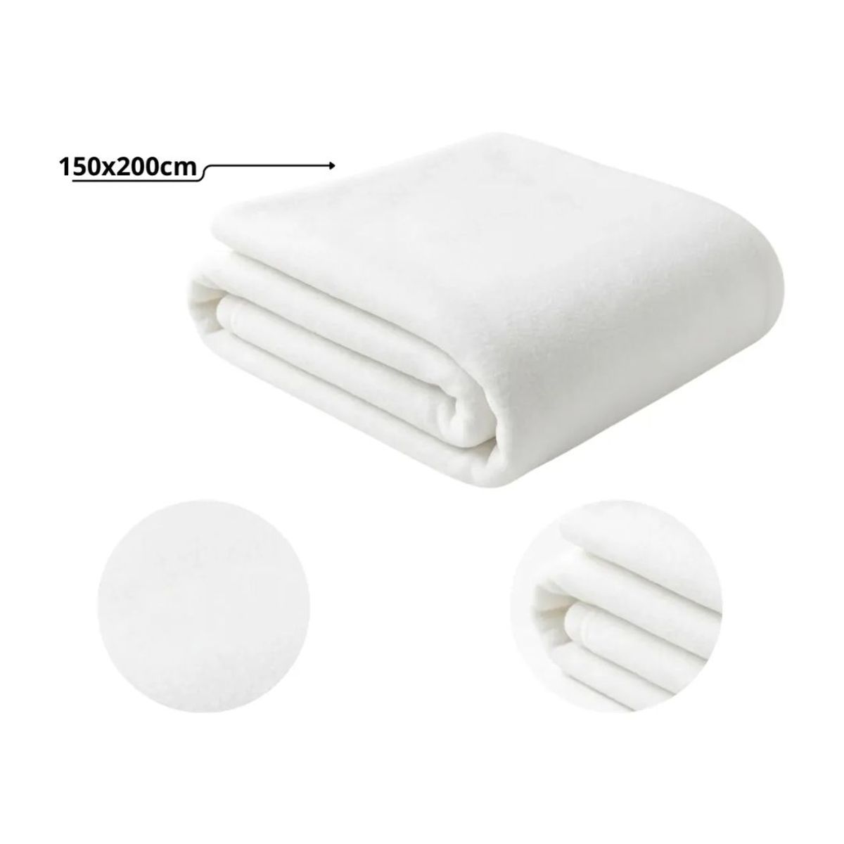 GENERICO - Frazada Manta Polar Unicolor 1.5 Plazas 150x200 cm - Blanco