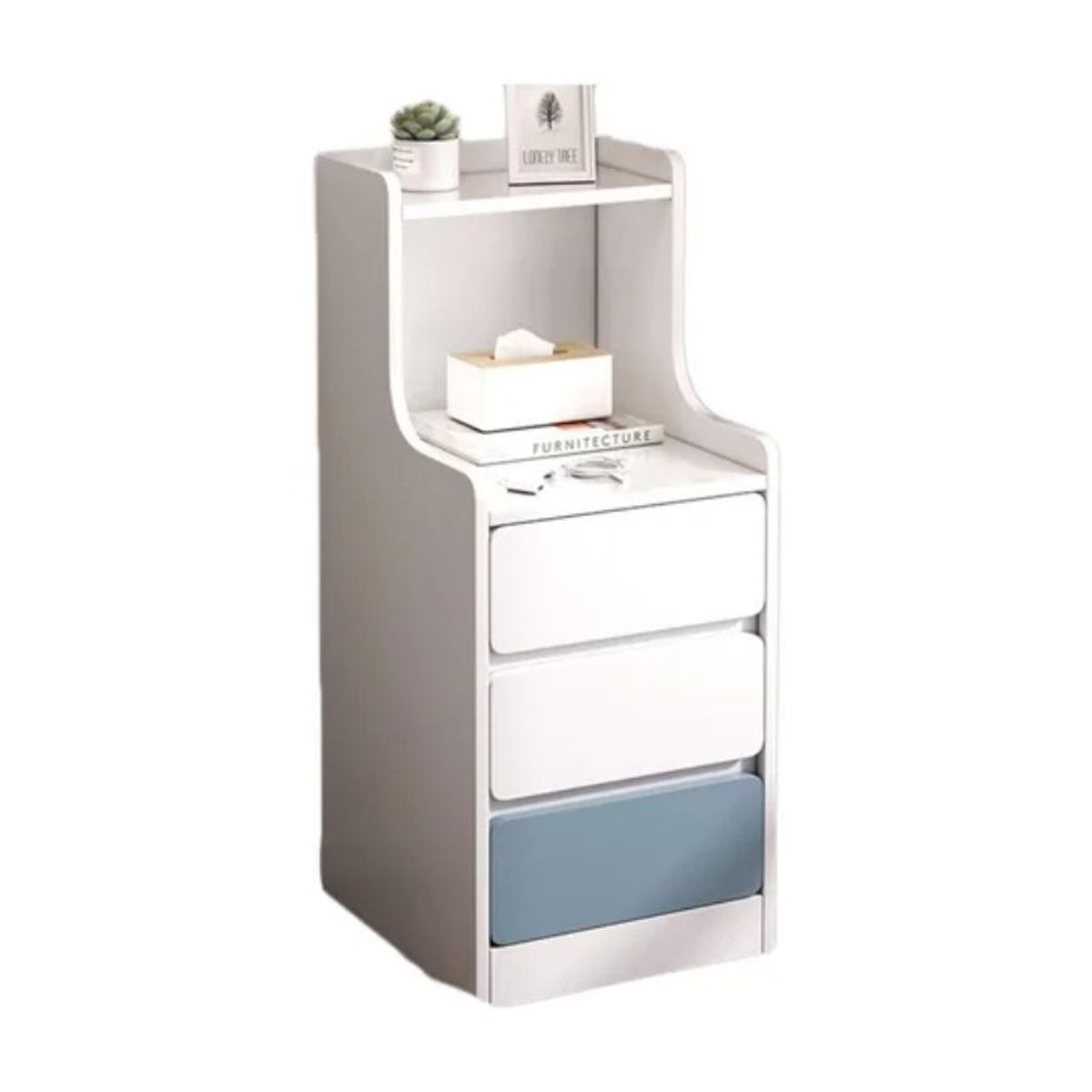 GENERICO - Velador Angosto Con Cajones Homer Design 30x34x87cm Blanco