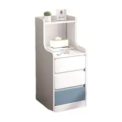 GENERICO - Velador Angosto Con Cajones Homer Design 30x34x87cm Blanco