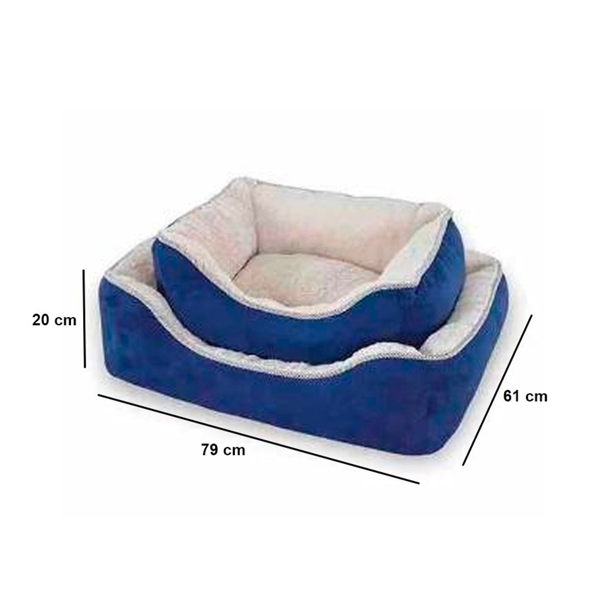GENERICO - Cama Acolchonada Para Mascotas Color Azul 79X61X20 Cm