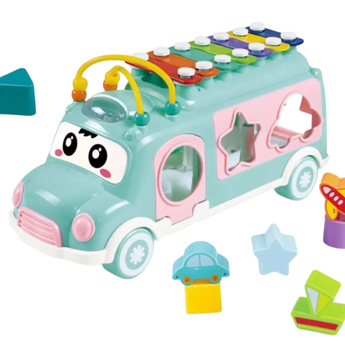 GENERICO - Bus Didáctico Encaje Formas + Xilófono Musical Juguete Educativo Bebé