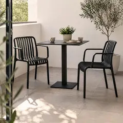 SPACE HOME - Pack 2 Sillas Terraza Negras Con Brazos Diseño Moderno