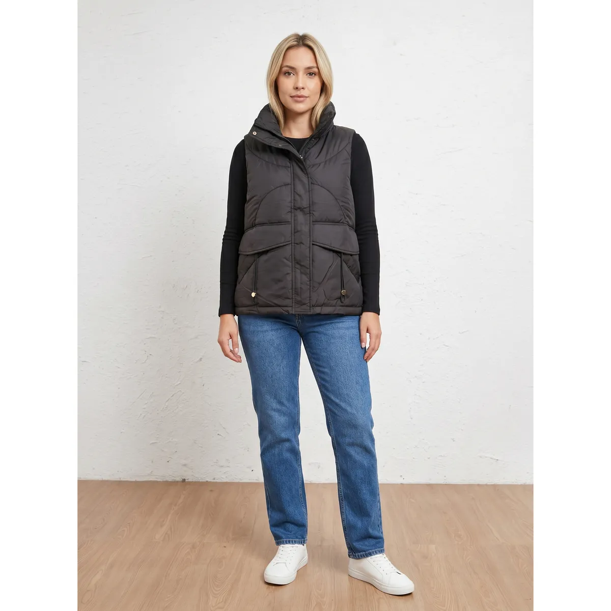 LIKE SHOP - Parka Mujer Sin Mangas Chaqueta Puffa Acolchada Sin Gorro 8020